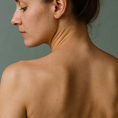 Frau zeigt ihre Schulter